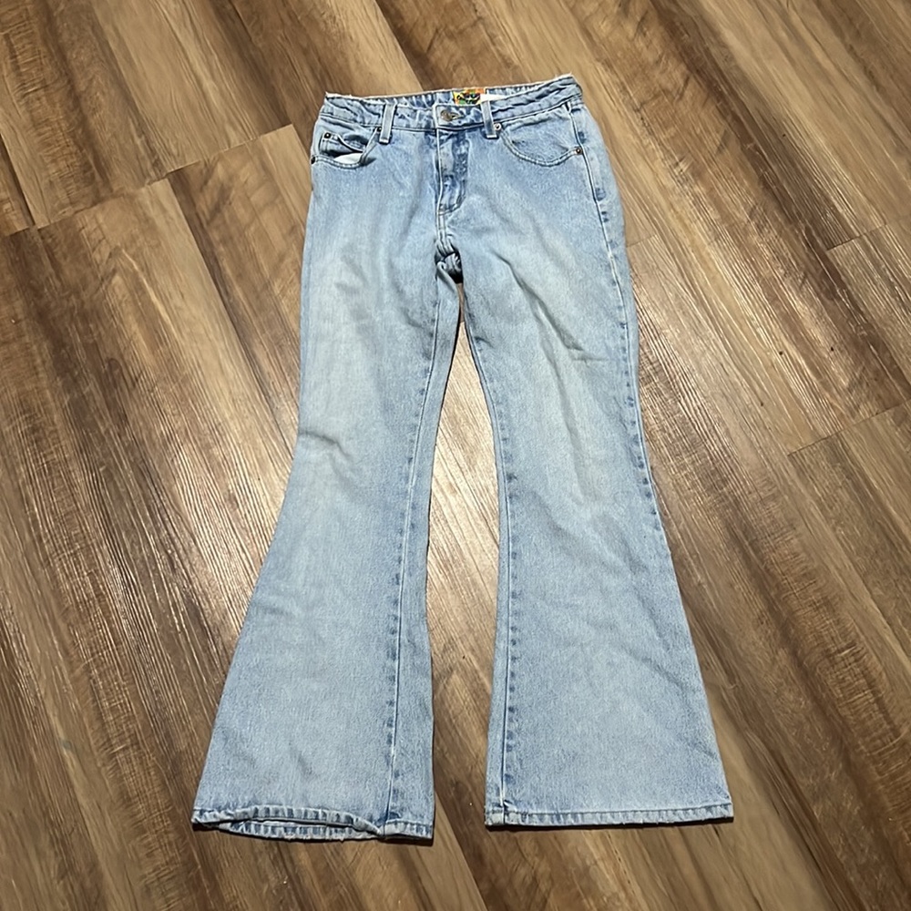 Blue washed jeans, flared size 3 womens